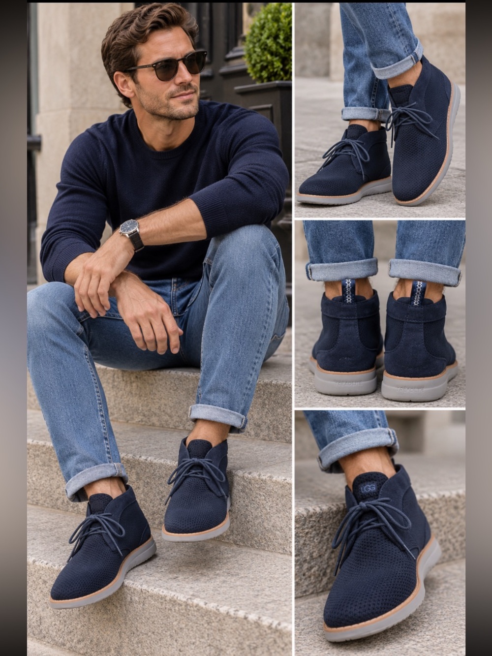 UGG Men's Navy Knit Chukka Boots